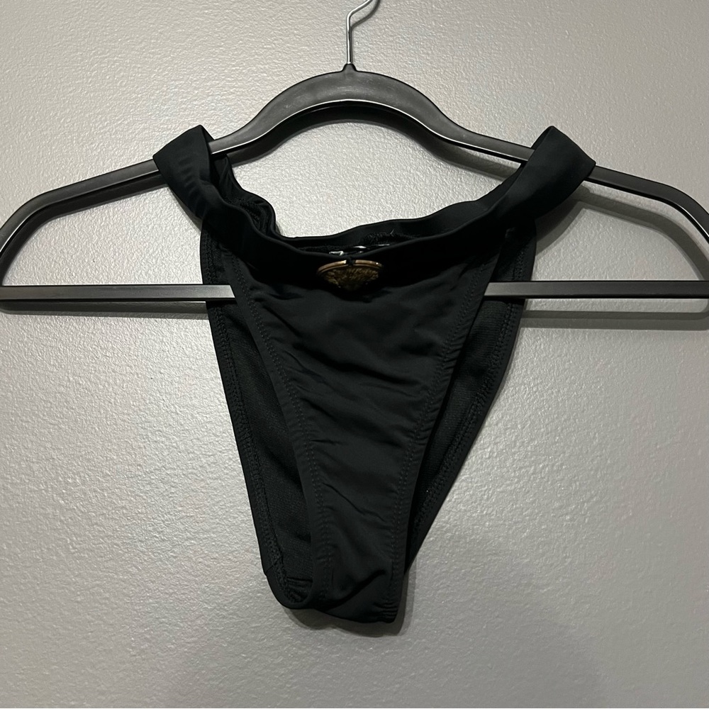 Pretty Little Thing gold Lion high waisted bikini bottoms